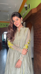 Apple green mul chanderi embroidery salwar